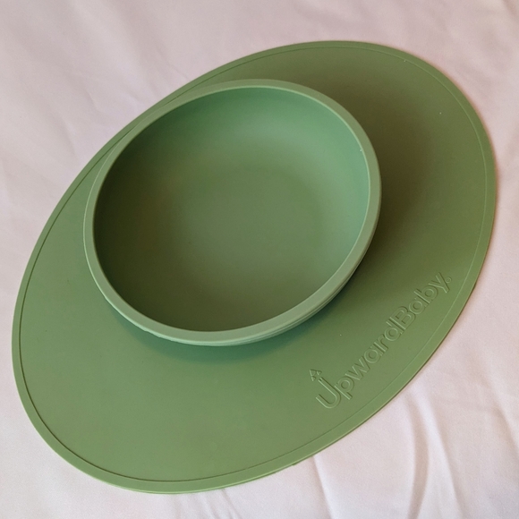 UpwardBaby Sage Green Baby Toddler Silicone 1 Pc Suction Bowl and Mat - Picture 3 of 4